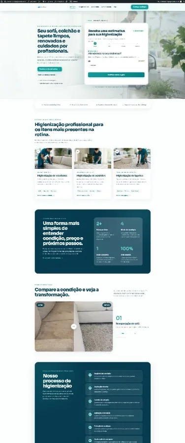 Experiência pública real do site de higienização em celular